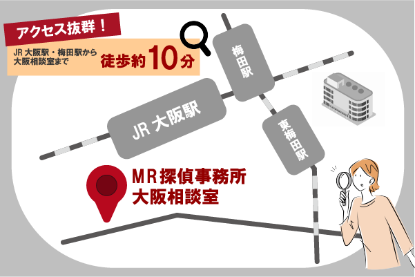 MR探偵事務所大阪相談室のアクセスを示す画像